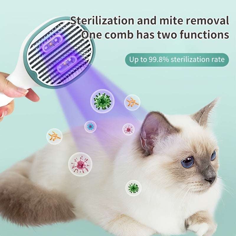 UVC Sterilization Cat & Dog Grooming Comb - Self-Cleaning Slicker Brush