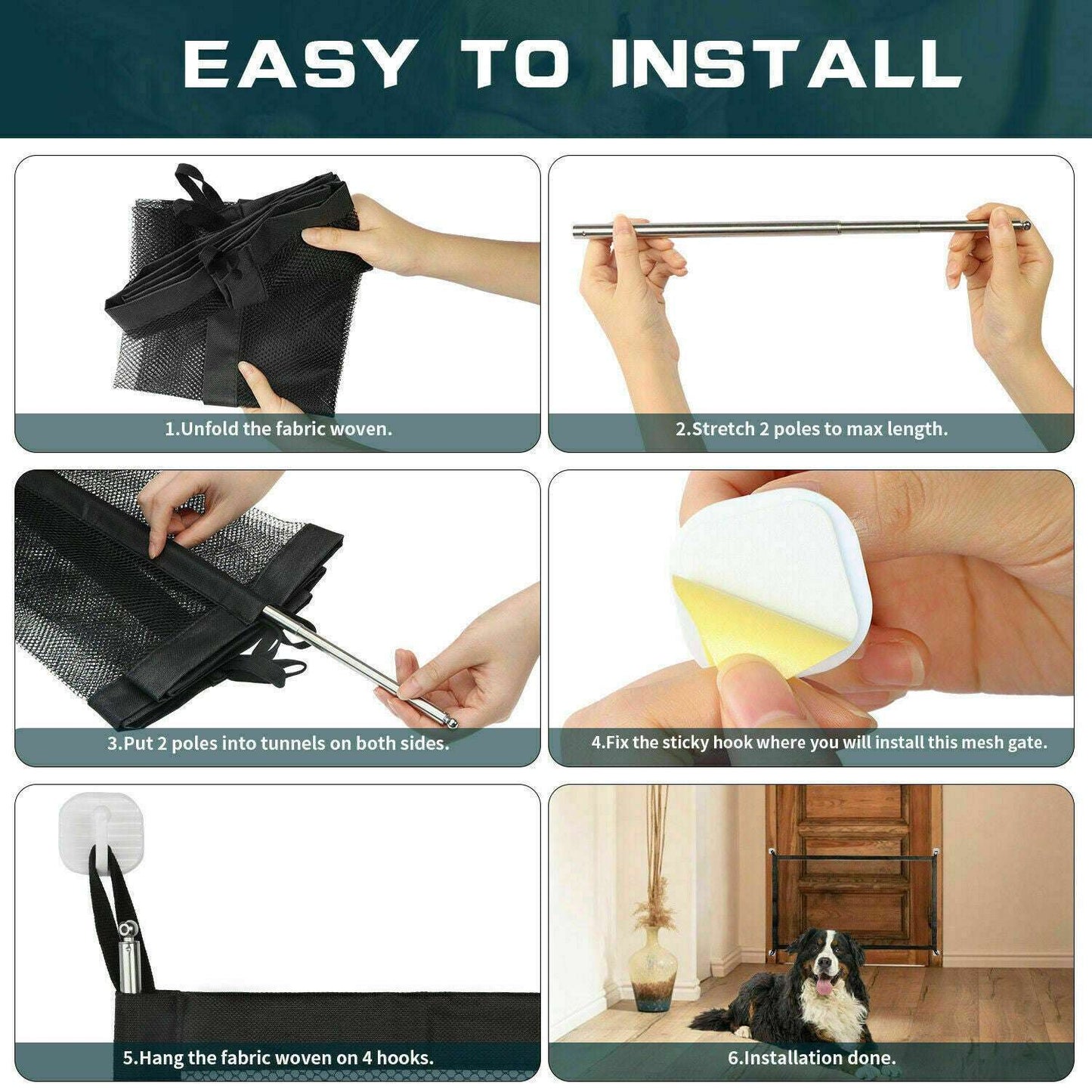 Portable Mesh Pet Safety Gate for Stairs & Doors