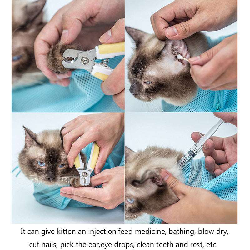 Adjustable Soft Cat Grooming Bag - Mesh Shower & Nail Trimming