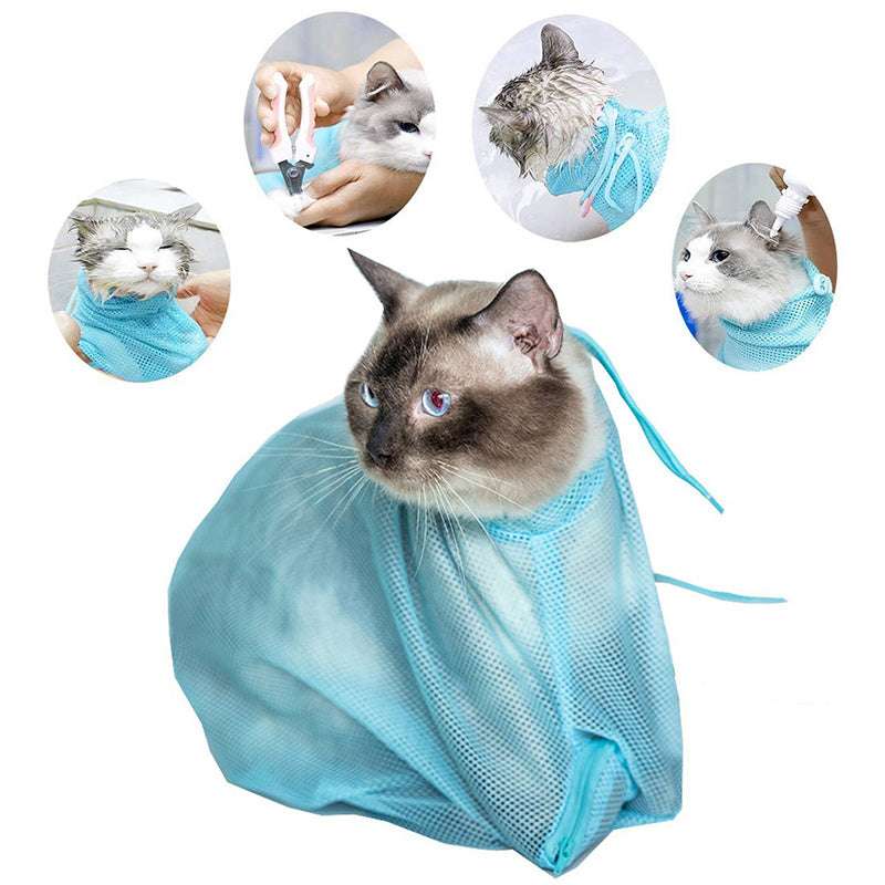 Adjustable Soft Cat Grooming Bag - Mesh Shower & Nail Trimming
