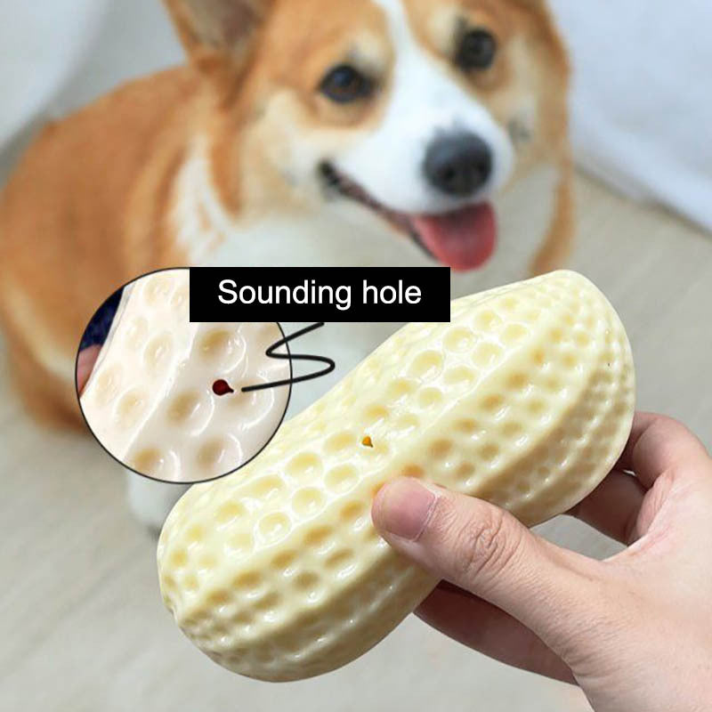 Squeaky Rubber Peanut Chew Toy for Pets