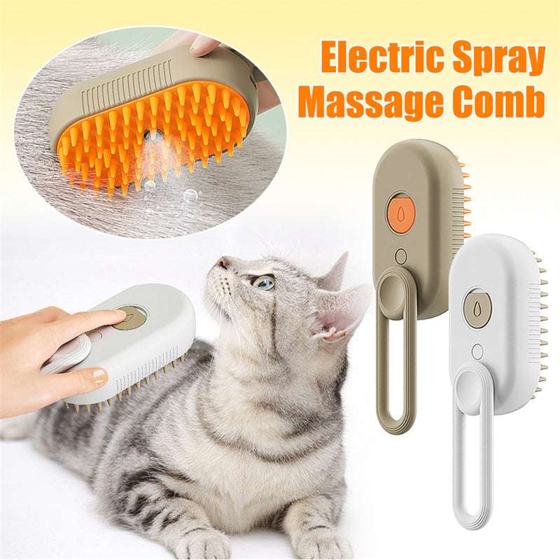 3-in-1 Electric Cat & Dog Steam Brush - Hair Removal