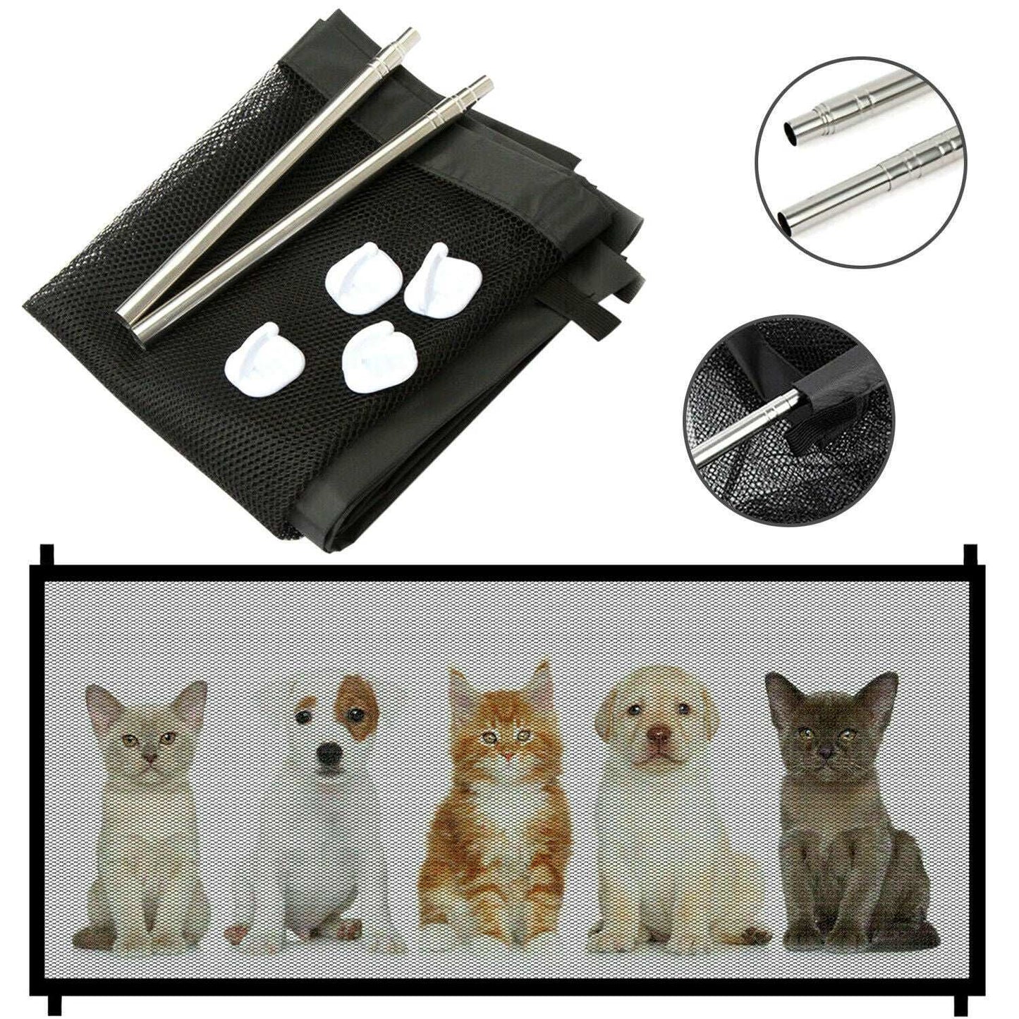 Portable Mesh Pet Safety Gate for Stairs & Doors