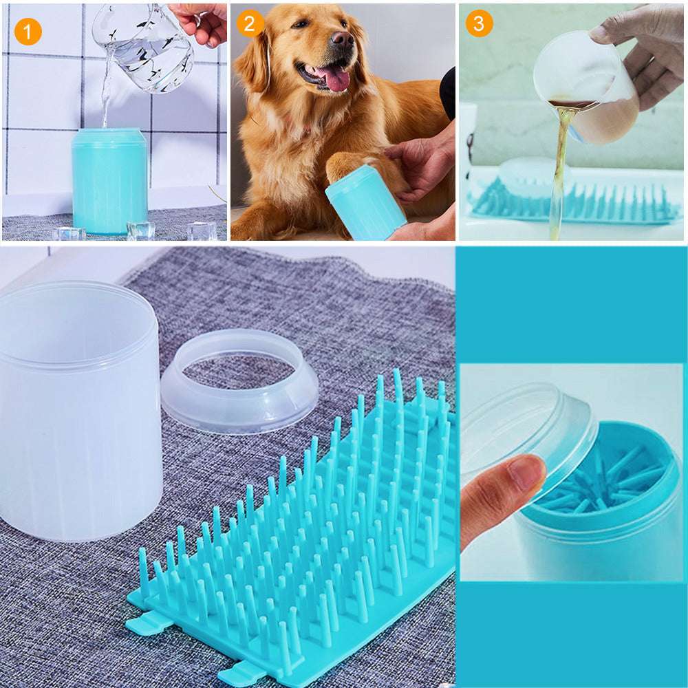 Dog Foot Cup Paw Washer Cleaner Dog Cat Foot Cleaning Brush Soft Silicone Dog Paw Cleaning Tool Pet Paw Cleaning Bucket Supplies