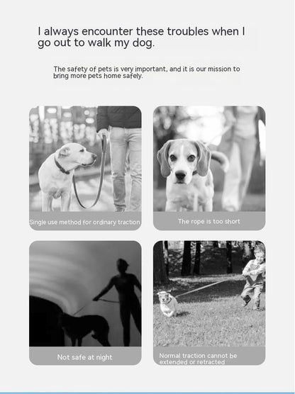Ring with Light Pet Leash - Automatic Retractable