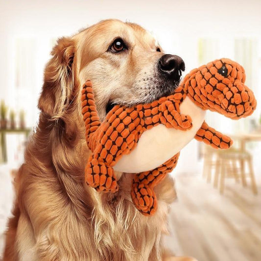 Plush Dinosaur Chew Toy for Large Dogs