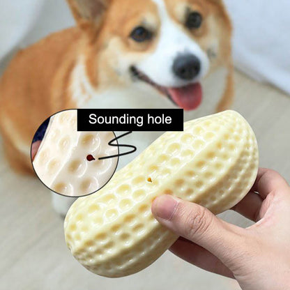 Squeaky Rubber Peanut Chew Toy for Pets