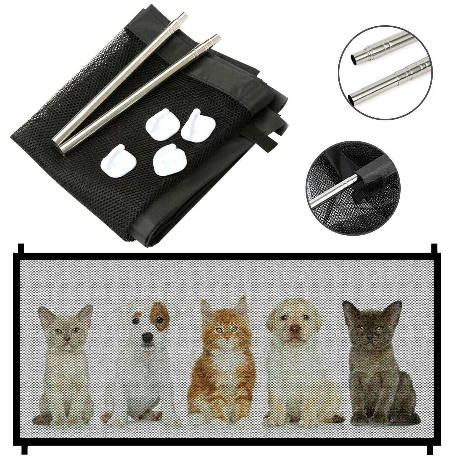 Portable Mesh Pet Safety Gate for Stairs & Doors