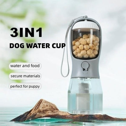 Portable 3-in-1 Dog Water Cup, Food, and Waste Bag Dispenser