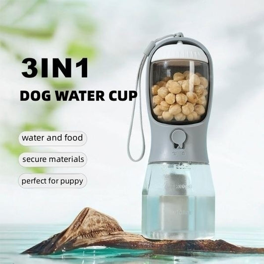 Portable 3-in-1 Dog Water Cup, Food, and Waste Bag Dispenser