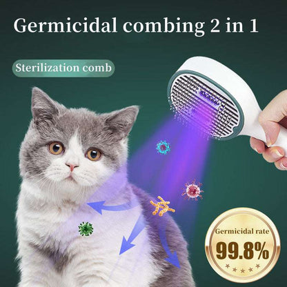 UVC Sterilization Cat & Dog Grooming Comb - Self-Cleaning Slicker Brush